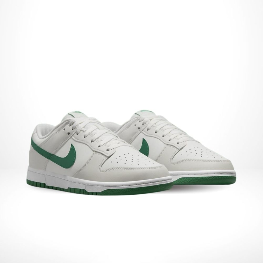 Angled front view of a full pair of Nike Dunk Low