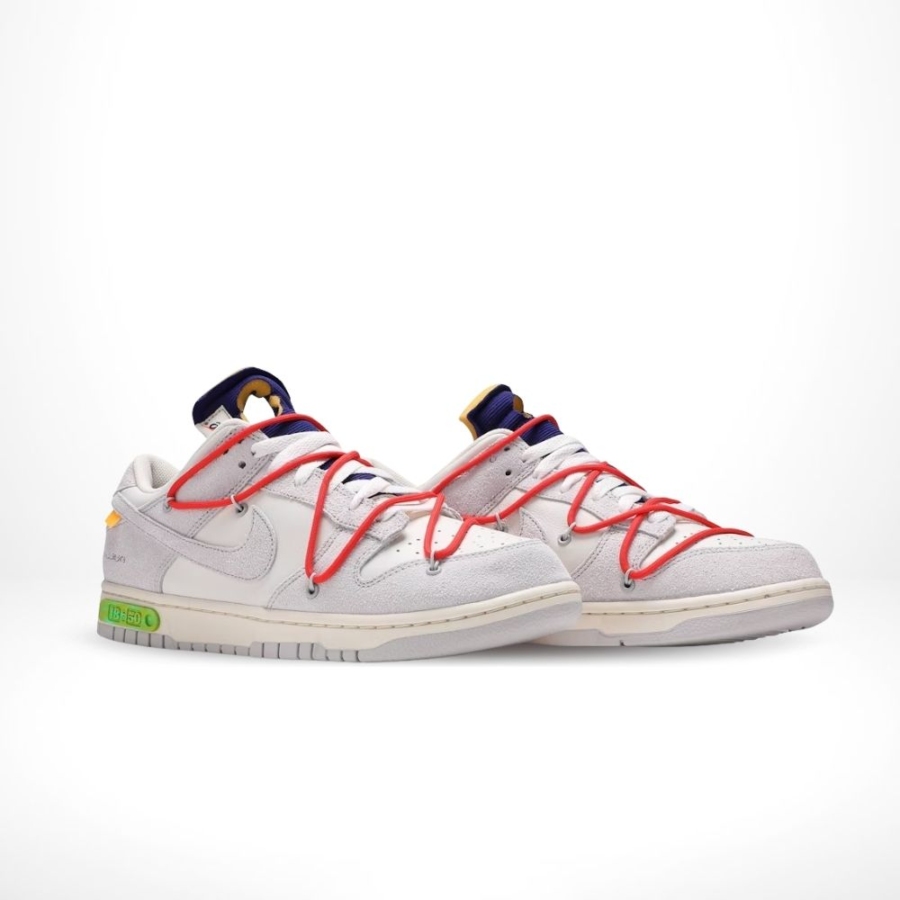 Angled front view of a full pair of Nike Dunk Low
