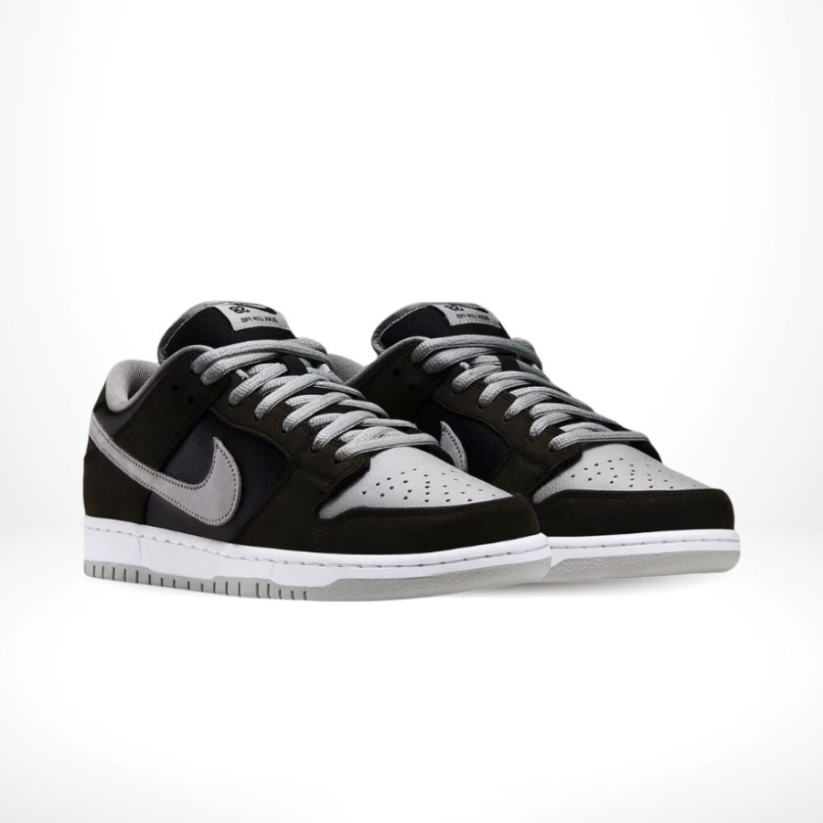 Angled front view of a full pair of Nike SB Dunk Low