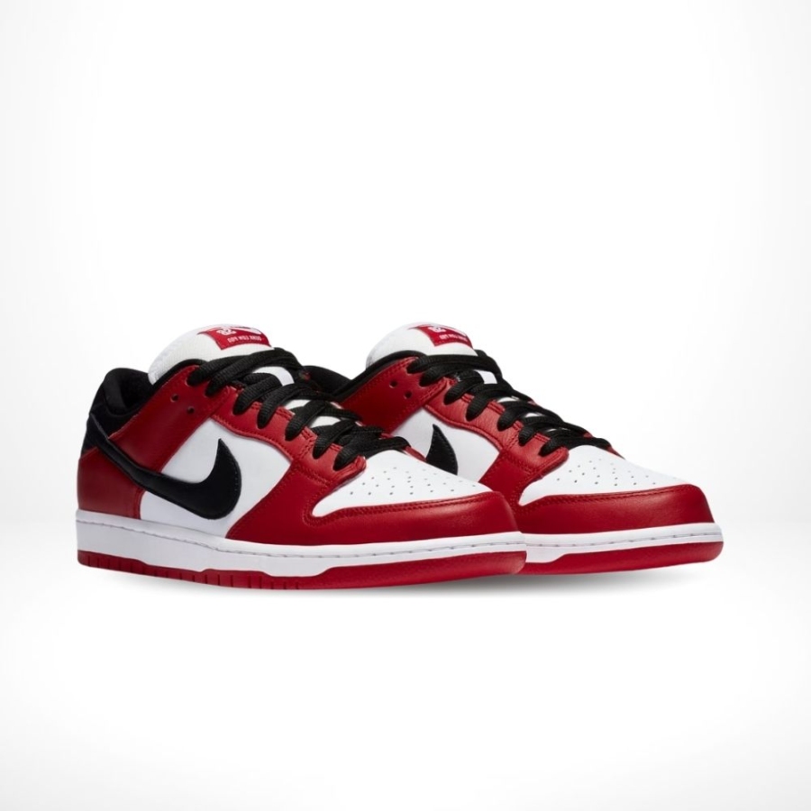 Angled front view of a full pair of Nike SB Dunk Low