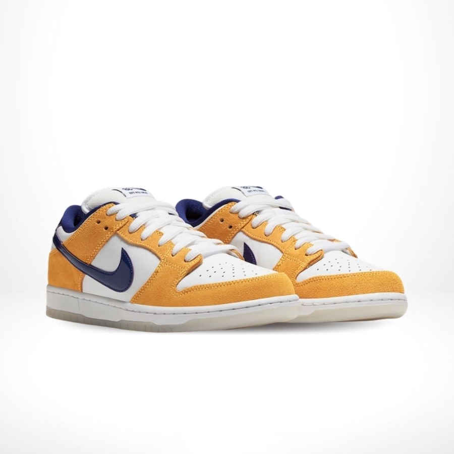 Angled front view of a full pair of Nike SB Dunk Low