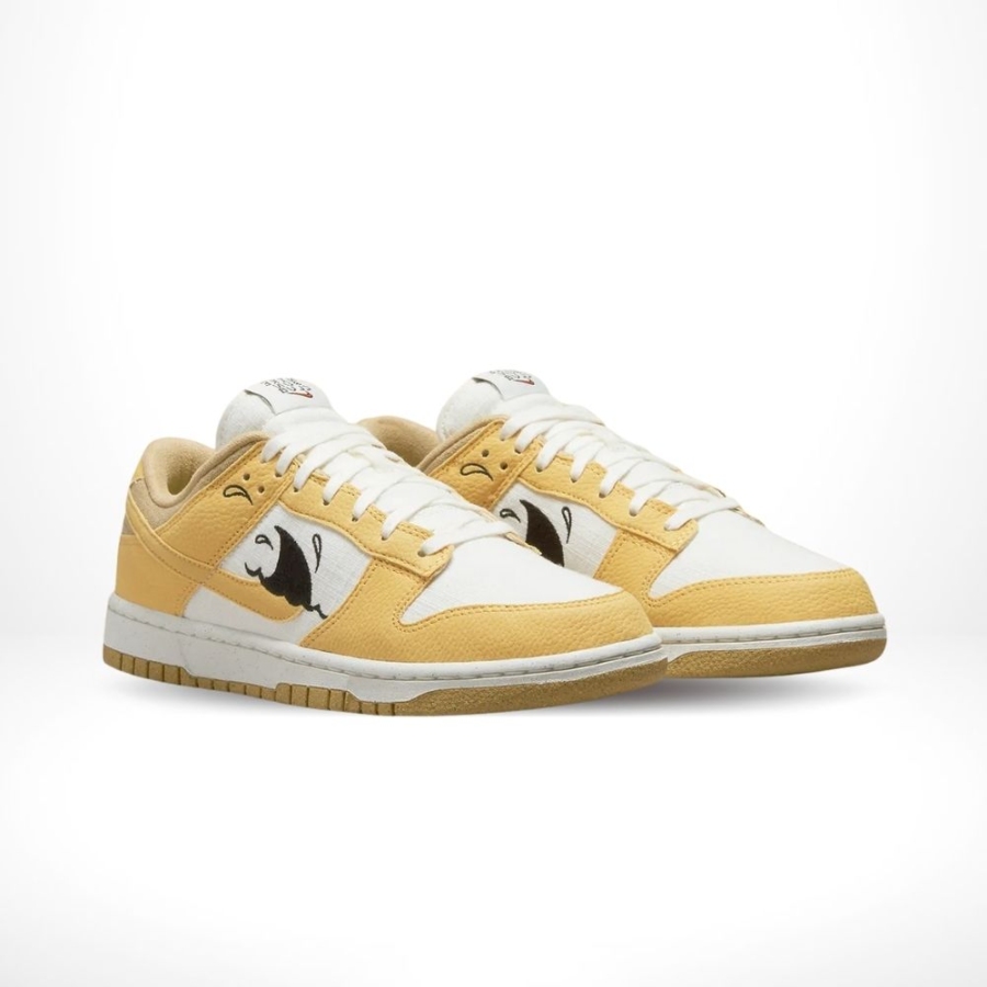 Angled front view of a full pair of Nike Dunk Low