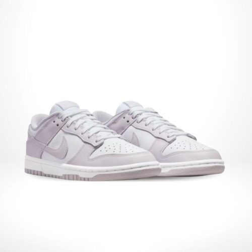 Angled front view of a full pair of Nike Dunk Low