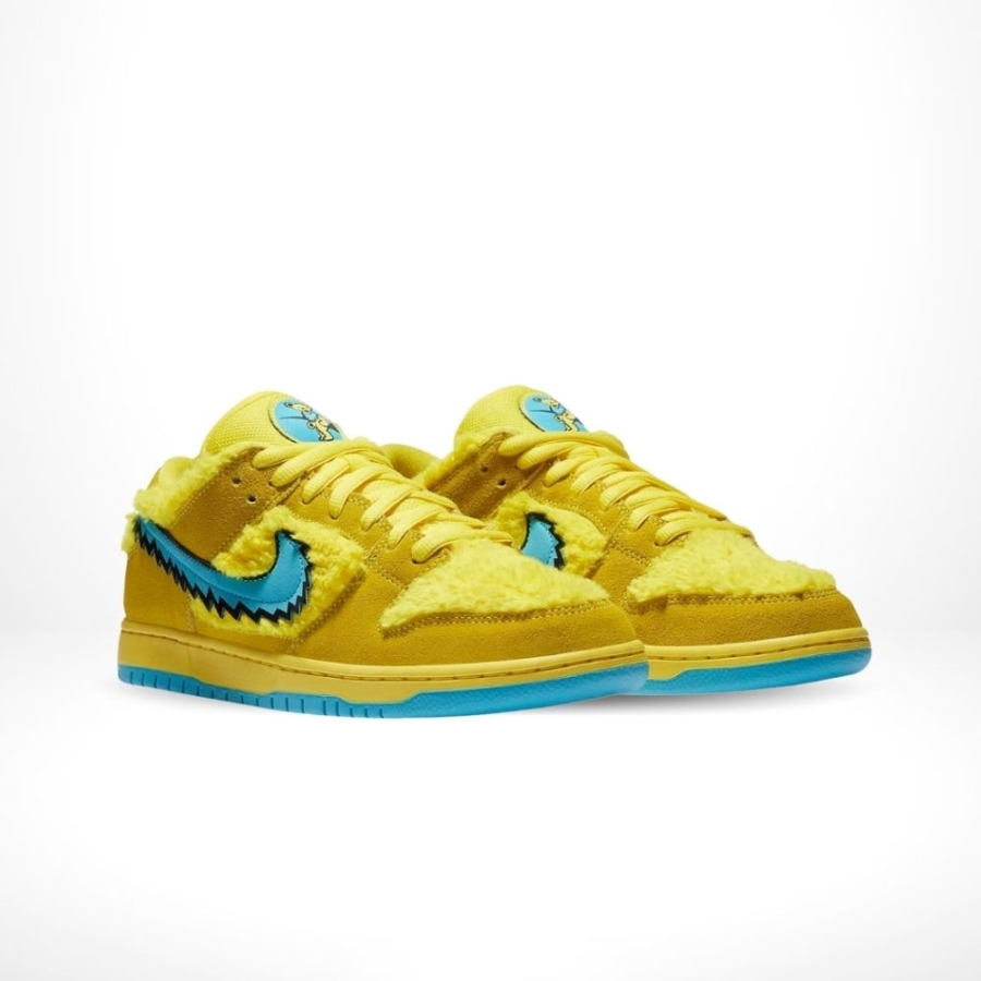 Angled front view of a full pair of Nike SB Dunk Low