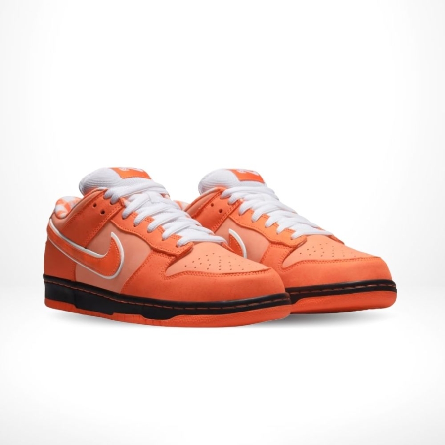 Angled front view of a full pair of Nike SB Dunk Low