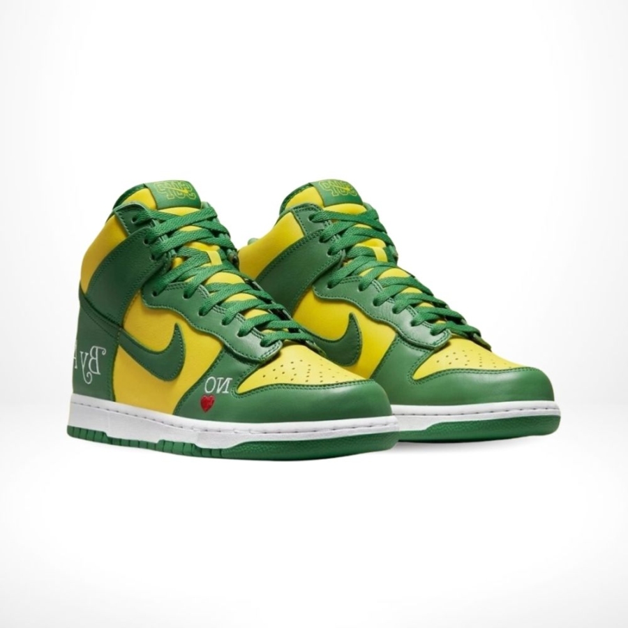 Nike SB Dunk Low High Supreme By Any Means Brazil Green Yellow - Image 2