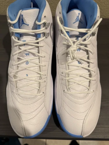 NIKE AIR JORDAN 12 MELO WHITE UNIVERSITY BLUE METALLIC SILVER CT8013 112 photo review