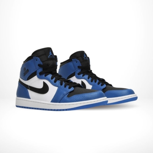 Angled front view of a full pair of Air Jordan 1