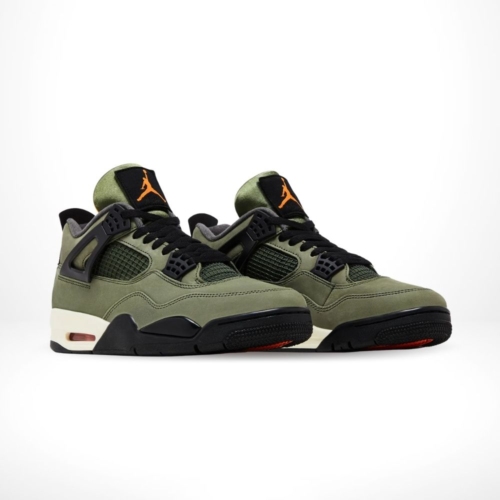 Angled front view of a full pair of Air Jordan 4