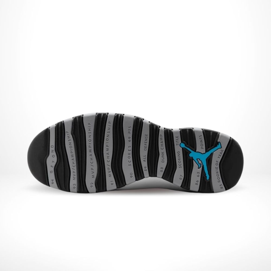 Bottom view of the Air Jordan 10