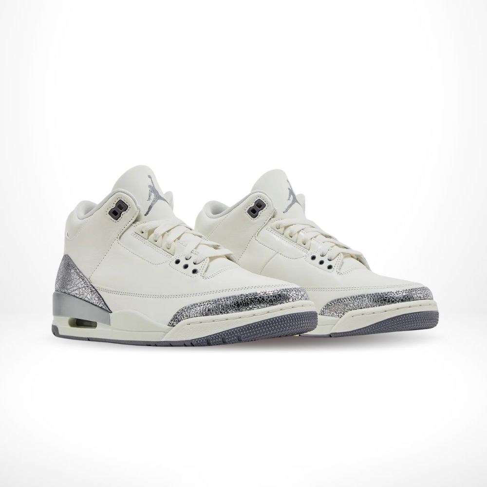 Angled front view of a full pair of Air Jordan 3