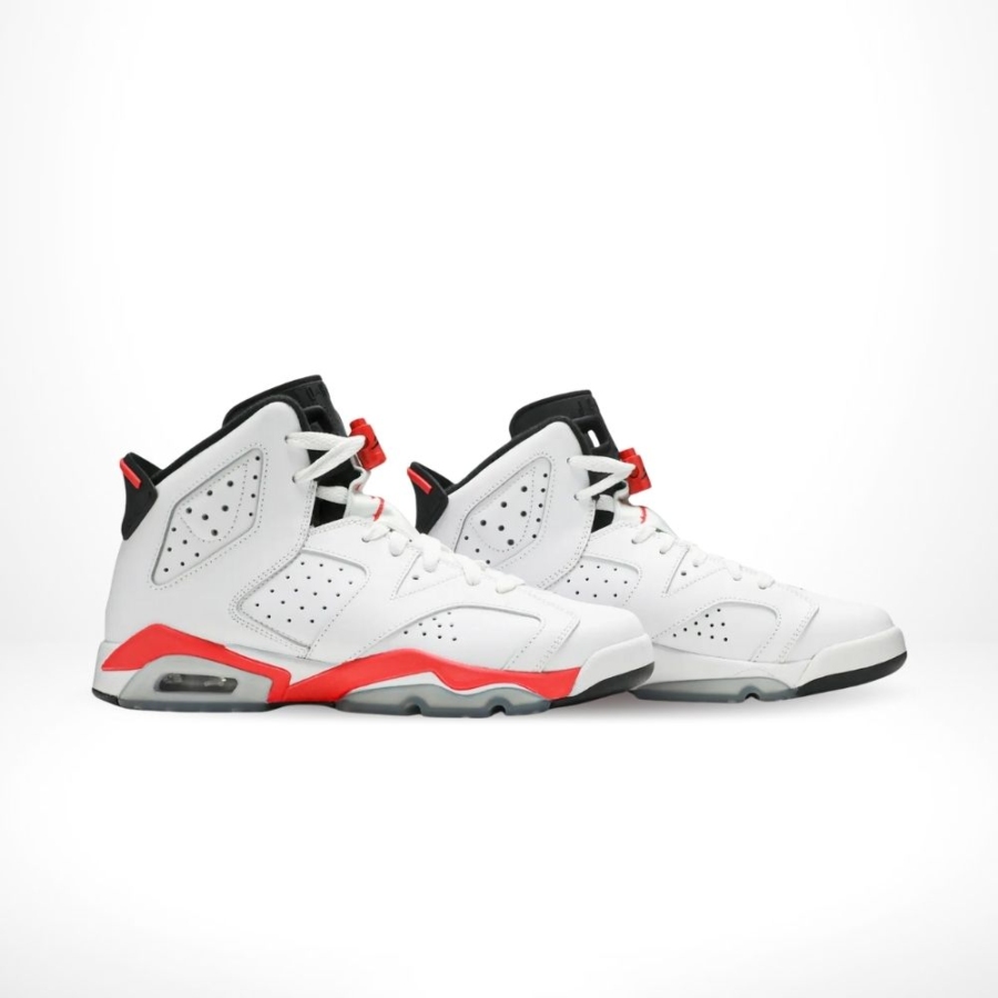 Angled front view of a full pair of Air Jordan 6