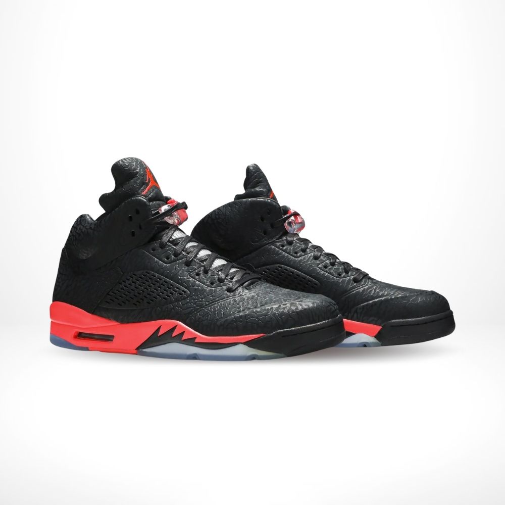 Angled front view of a full pair of Air Jordan 5