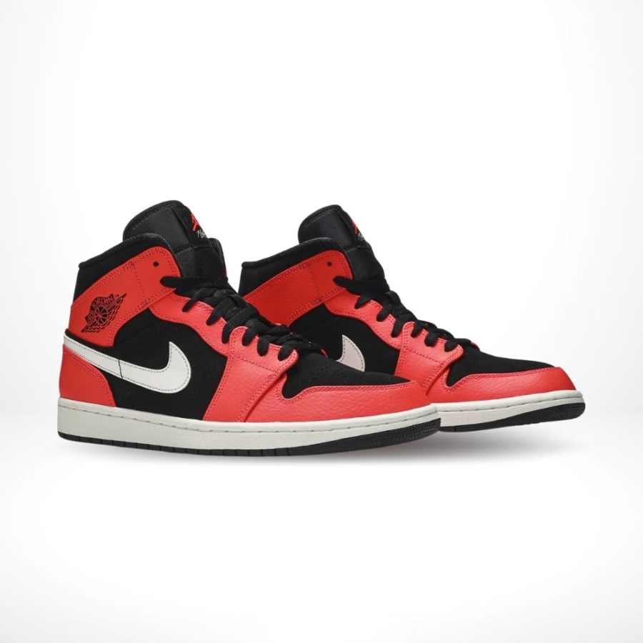 Angled front view of a full pair of Air Jordan 1