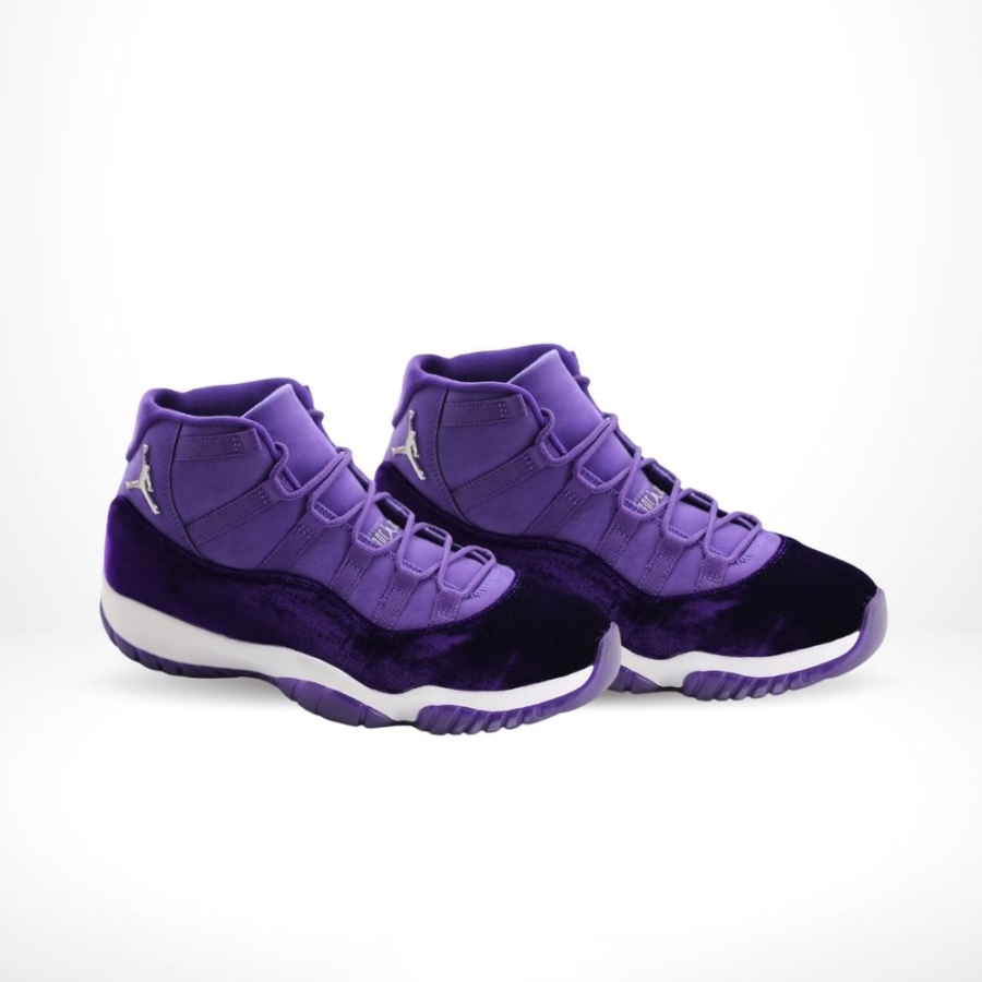 Angled front view of a full pair of Air Jordan 11