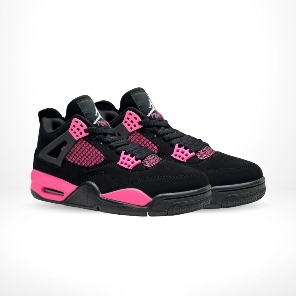 Angled front view of a full pair of Air Jordan 4