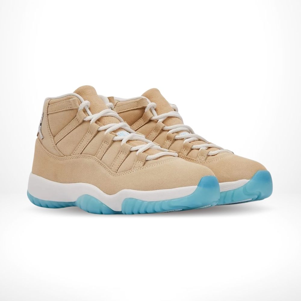 Angled front view of a full pair of Air Jordan 11