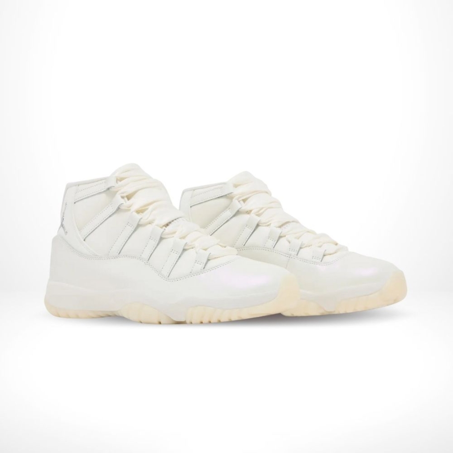 Angled front view of a full pair of Air Jordan 11