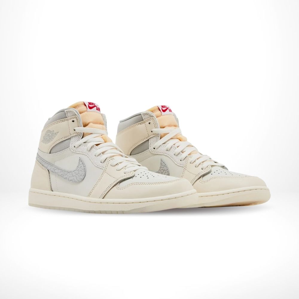 Angled front view of a full pair of Air Jordan 1